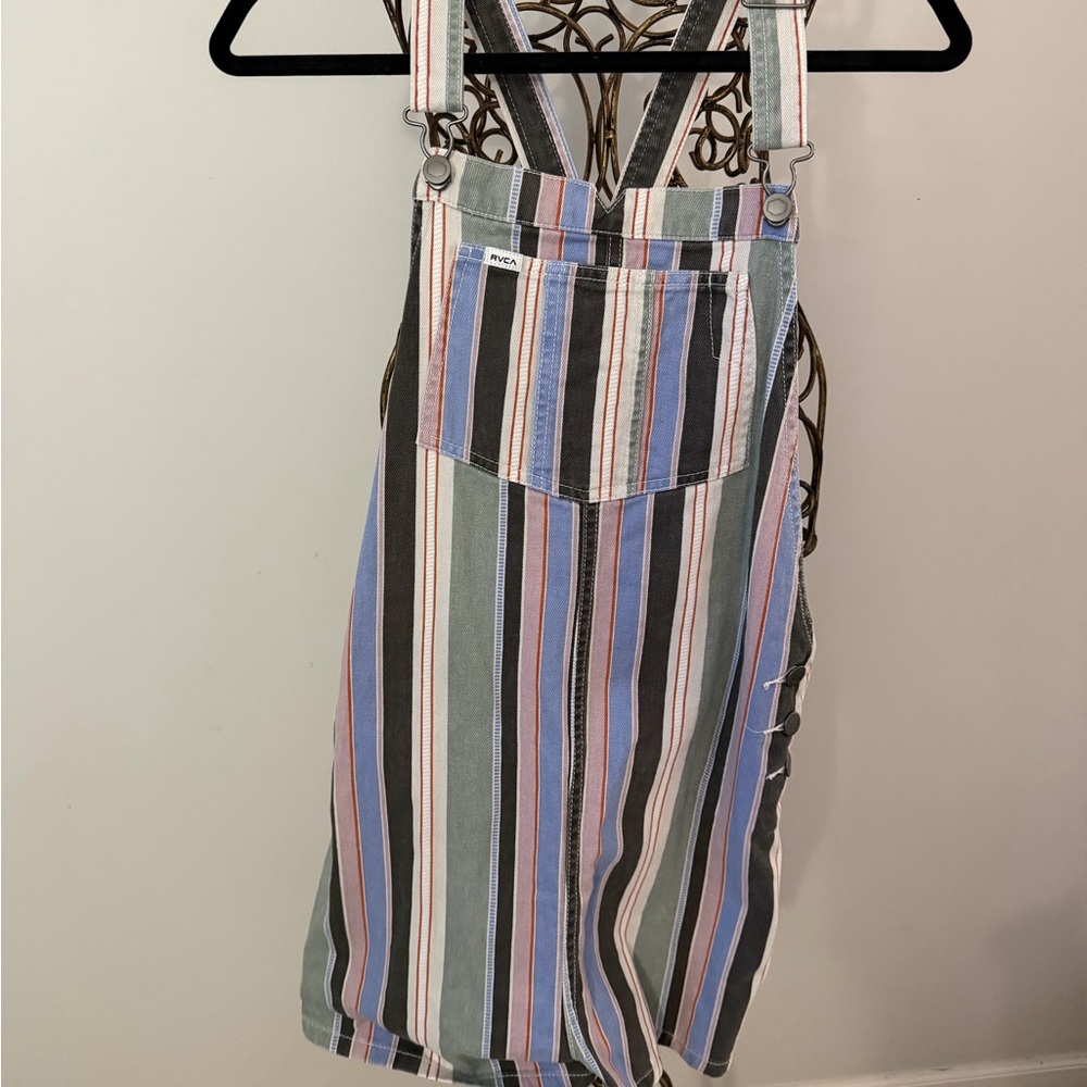 RVCA Multicolor Striped Overalls